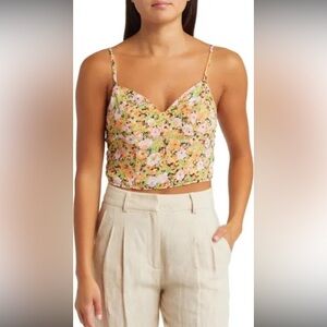 Open Edit Smocked Back Floral Crop Camisole Size Medium NWOT
